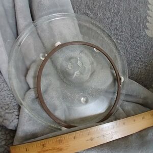 10 in. Glass Microwave Turntable Plate with Brown Ring